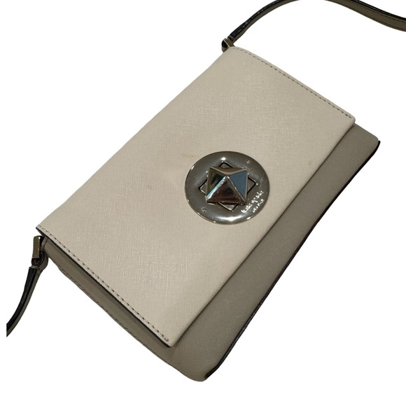 Kate Spade Newbury Lane Sally Saffiano Leather Turnlock Taupe Crossbody Bag - Picture 3 of 6